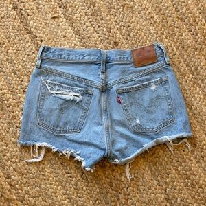 Levi's Light Blue Ripped Jean Shorts